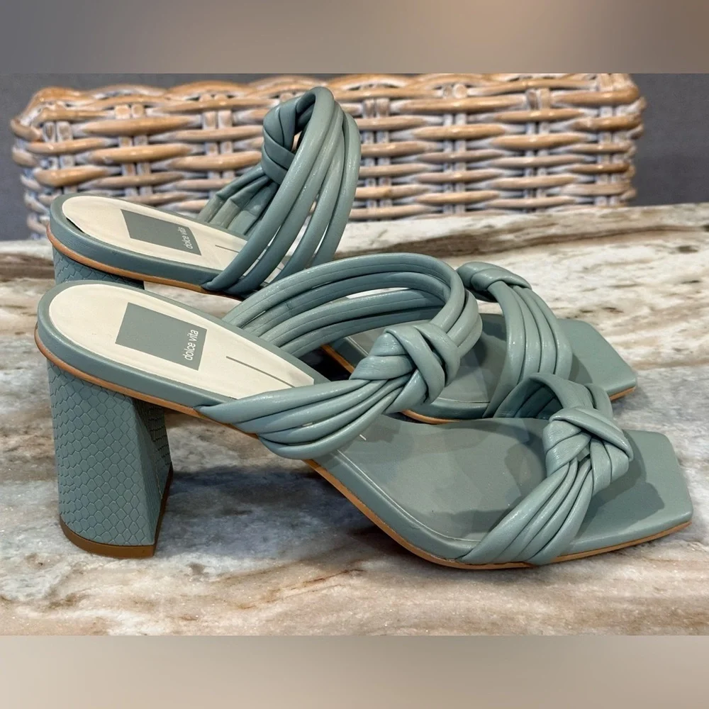 Women’s DOLCE VITA Pama Slip On Squared Open Toe Block Heeled Dress Sandals-Sz 9